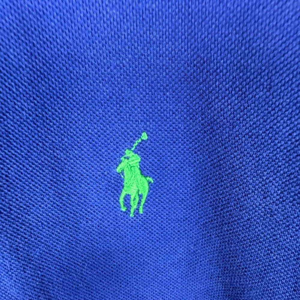 Polo Ralph Lauren Mesh Short Sleeve Polo Shirt Mens M Blue Lime Green Polo Pony - Picture 4 of 6